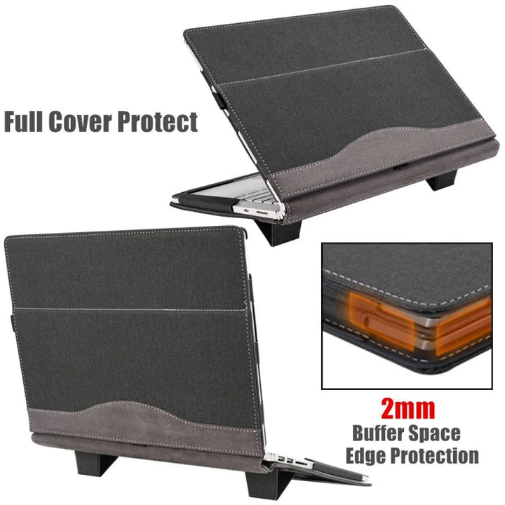 Skanto | For Samsung Galaxy Book Pro 13.3 Tommer Lær Laptop Anti-Fall Beskyttelsesveske med Stativ (Svart)