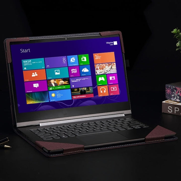 Skanto | For Samsung Galaxy Book Pro 13.3 Tommer Lær Laptop Anti-Fall Beskyttelsesveske med Stativ (Svart)