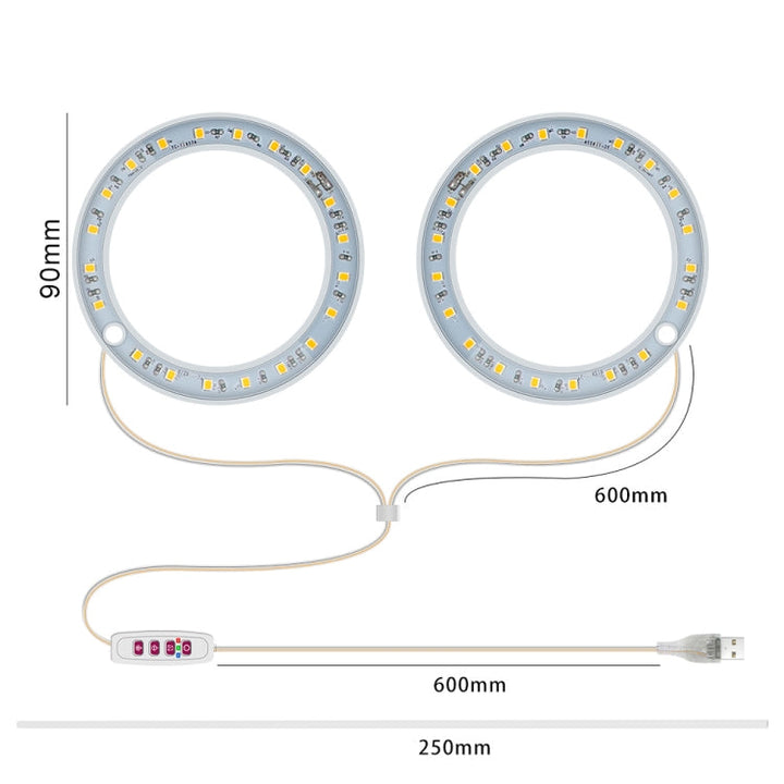 Skanto | LED Plantevekstlampe Full Spektrum Intelligent Tidtaker Innendørs Fylllys Ring Plante Lampe, Effekt: En Hode (Solskinn)