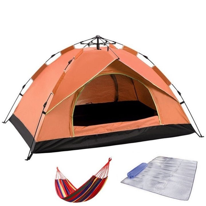 Skanto | TC-014 Utendørs Strand Reise Camping Automatisk Vår Multi-Person Telt For 3-4 Personer (Oransje+Matte+Hengekøye)