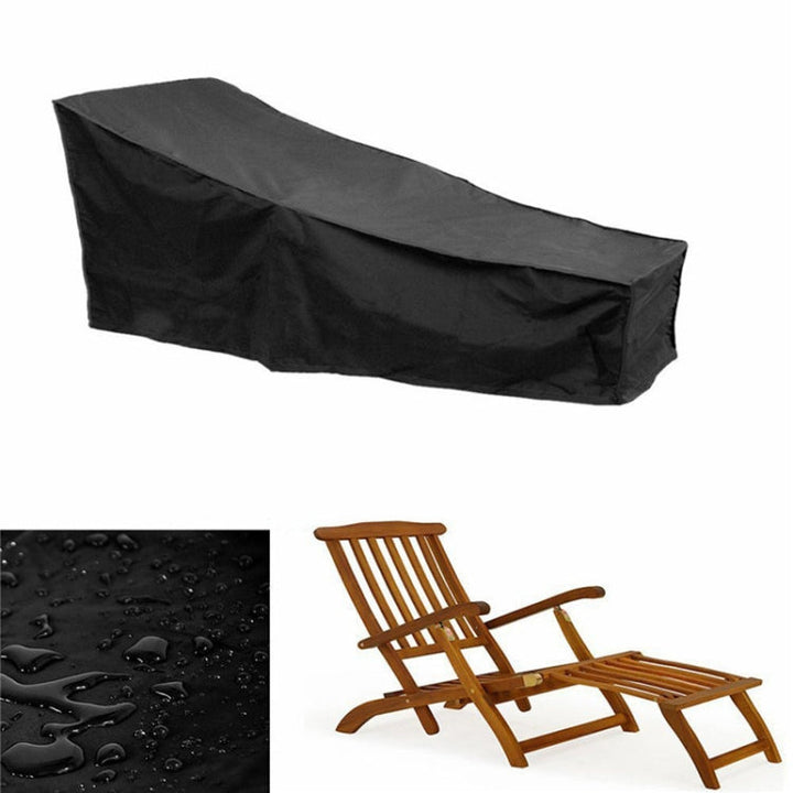 Skanto | Utendørs Strandstol Støvtett og Vanntett Beskyttelsesdeksel for Rokkestol, Størrelse: 210x75x80cm (Svart+ Sølv)