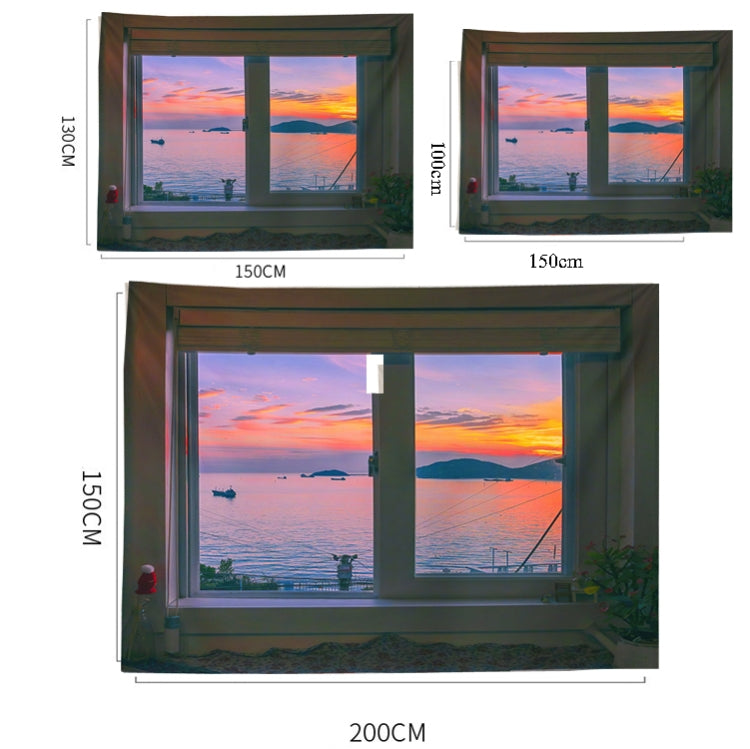 Havutsikt Vindu Bakgrunn Tøy Frisk Soverom Homestay Dekorasjon Vegg Tøy Tapisseri, Størrelse: 150x100cm(Vindu-1)