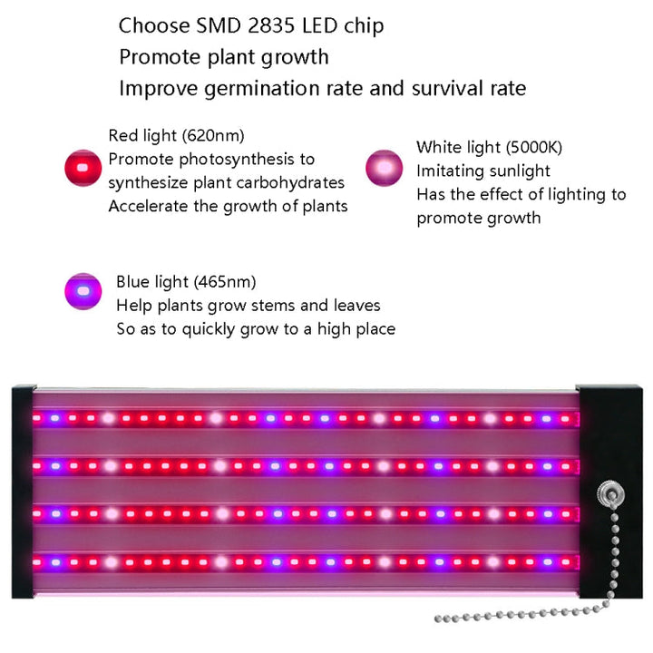 Skanto | LED vekstlampe full spekterplante lys rør, Stil: Liten dobbel rad 100 cm (EU-plugg)