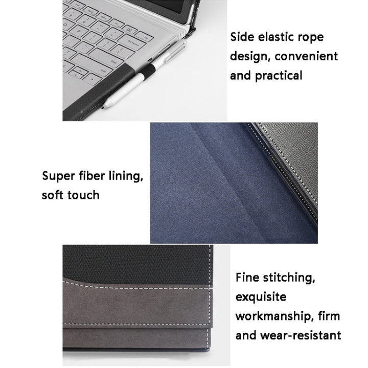 Skanto | PU Lær Bæreveske for Microsoft Surface Book 2 15 Tommer (Gentleman Grå)