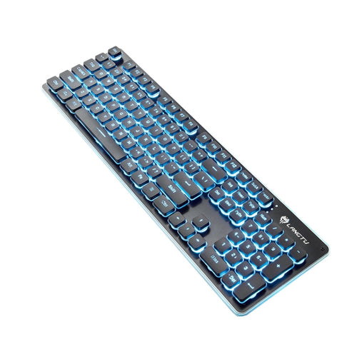 Skanto | LANGTU L1 104 Taster USB Hjemmekontor Film Belyst Kablet Tastatur, Kabel Lengde: 1,6 m (Isblå Lys Svart)