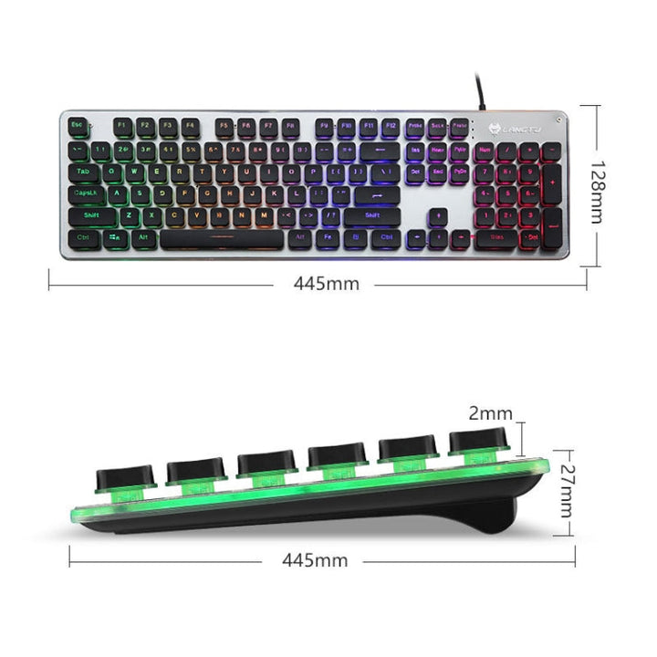 Skanto | LANGTU L1 104 Taster USB Hjemmekontor Film Belyst Kablet Tastatur, Kabel Lengde: 1,6 m (Isblå Lys Svart)