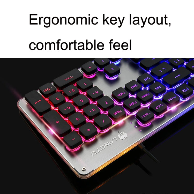 Skanto | LANGTU L1 104 Taster USB Hjemmekontor Film Belyst Kablet Tastatur, Kabel Lengde: 1,6 m (Isblå Lys Svart)