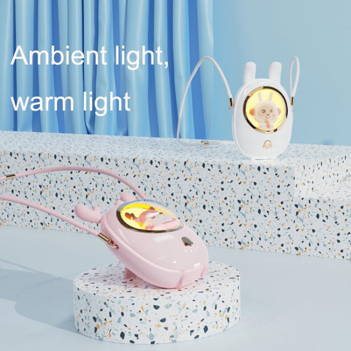 Star Pet Henge Nakke Vifte USB Håndholdt Stille Luminous Vifte (Rosa) | Skanto