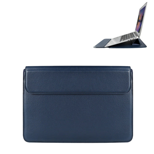 Skanto | PU08DZ Lær Laptop Innvendig Romveske med Stativfunksjon, Størrelse: 14.1-15.4 Tommer (Sapphire Blue)