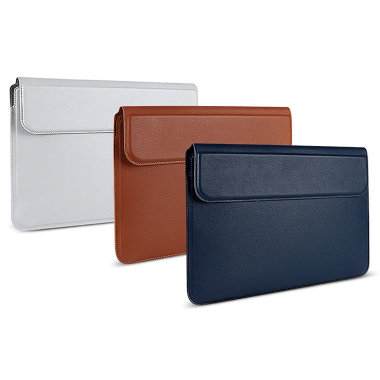 Skanto | PU08DZ Lær Laptop Innvendig Romveske med Stativfunksjon, Størrelse: 14.1-15.4 Tommer (Sapphire Blue)