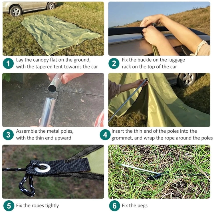 Skanto | Utendørs piknik camping telt ved bilen vanntett solskjerm 200x440cm (mørkegrå)