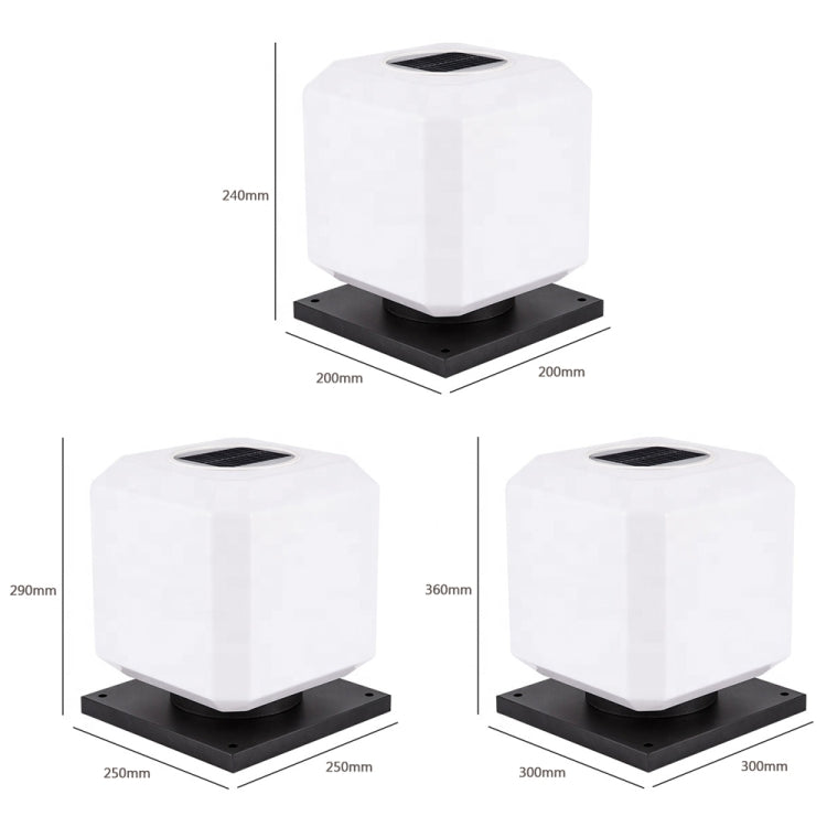 Skanto | 003 Solar Square Utendørs Post Lys LED Vanntette Vegglamper, Størrelse: 20 cm (Tricolor Lys)