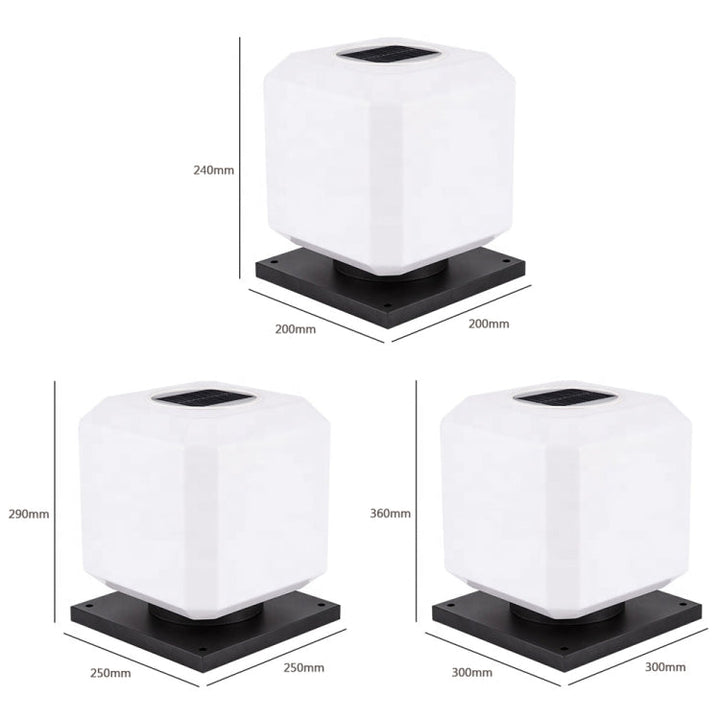 Skanto | 003 Solar Square Utendørs Post Lys LED Vanntette Vegglamper, Størrelse: 20 cm (Tricolor Lys)
