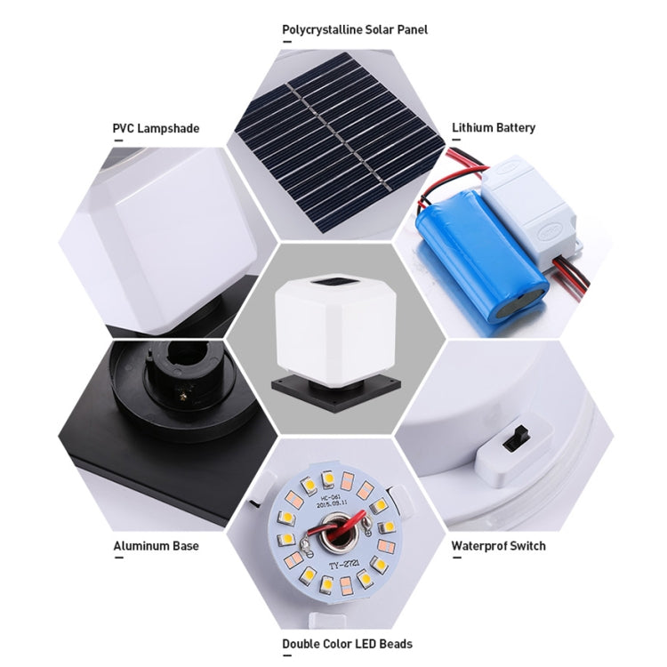 Skanto | 003 Solar Square Utendørs Post Lys LED Vanntette Vegglamper, Størrelse: 20 cm (Tricolor Lys)