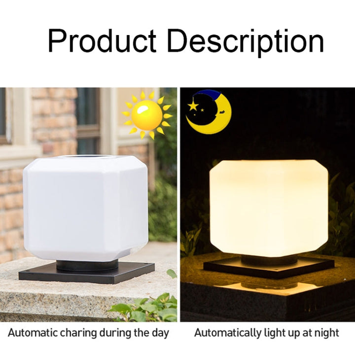 Skanto | 003 Solar Square Utendørs Post Lys LED Vanntette Vegglamper, Størrelse: 20 cm (Tricolor Lys)