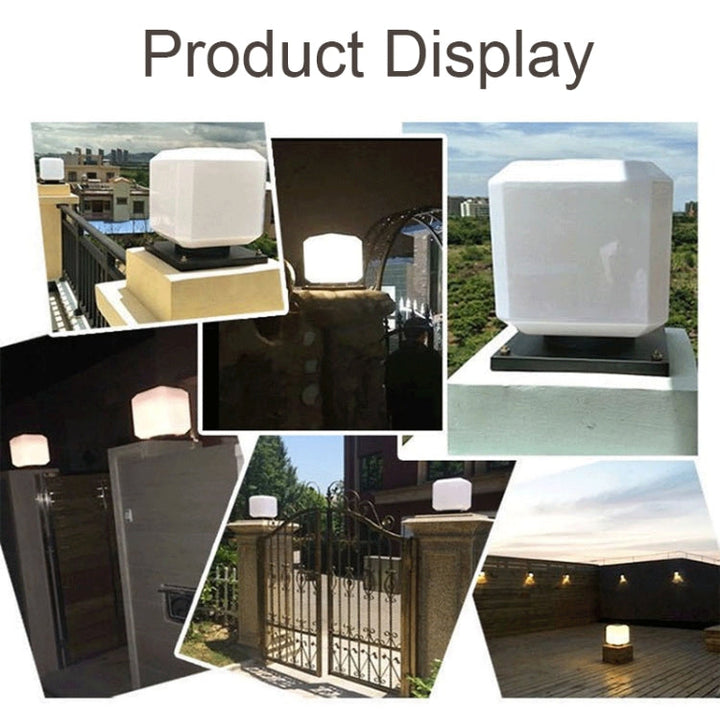 Skanto | 003 Solar Square Utendørs Post Lys LED Vanntette Vegglamper, Størrelse: 20 cm (Tricolor Lys)