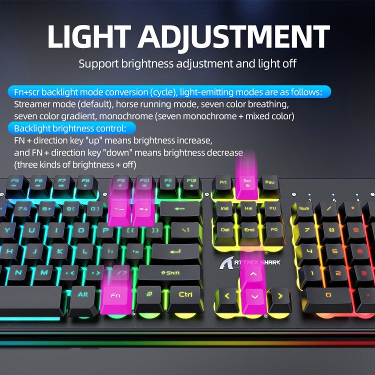 Skanto | Attack Shark T3RGB RGB Belyst Trådløst Tastatur og Mus Sett (Svart)