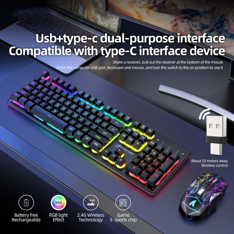 Norvo | Attack Shark T3RGB RGB Belyst Trådløst Tastatur og Mus Sett (Svart)