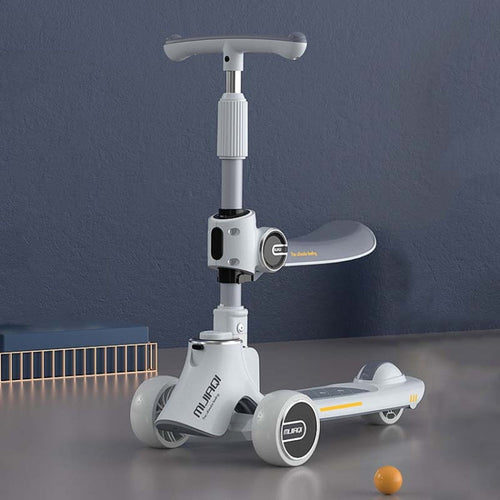 Skanto | MIJIAQI 01 3 I 1 Multifunksjonell Sammenleggbar Barne Scooter med Musikk og Lys, Spesifikasjon: Hvit Sete