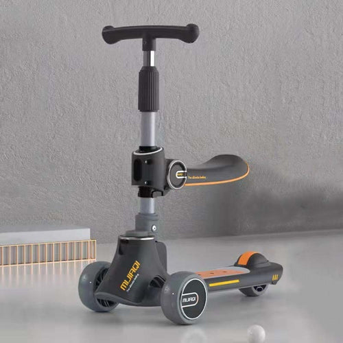 Skanto | MIJIAQI 01 3 I 1 Multifunksjonell Sammenleggbar Barne Scooter med Musikk og Lys, Spes: Grå Sete