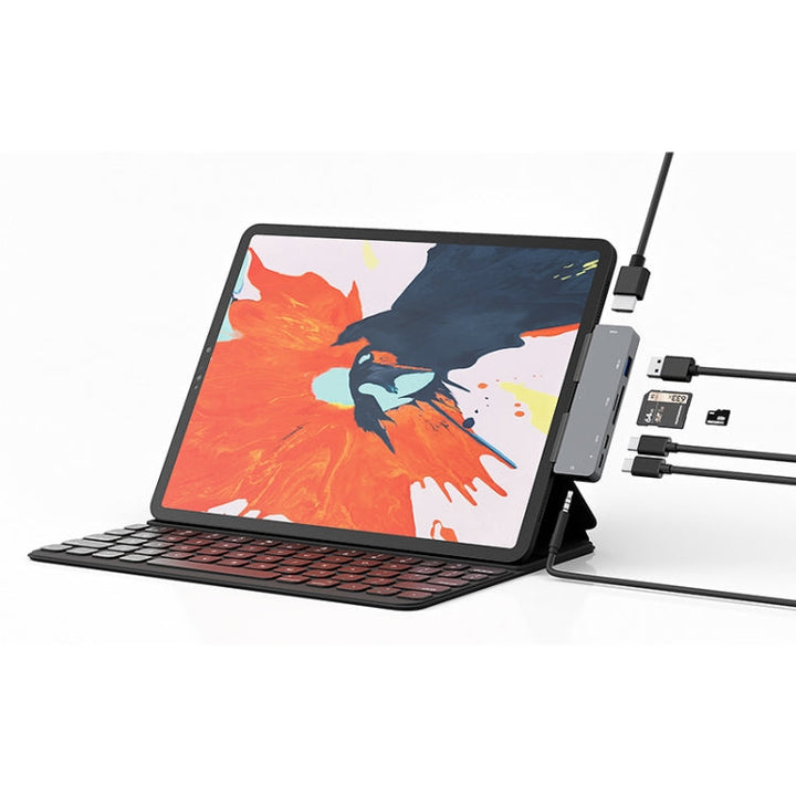 Skanto | For iPad Pro 7-i-1 HDMI 4K + 3.5 mm lyd + SD/TF + 1 USB 3.0 + USB-C/Type-C + PD USB-C dockingstasjon