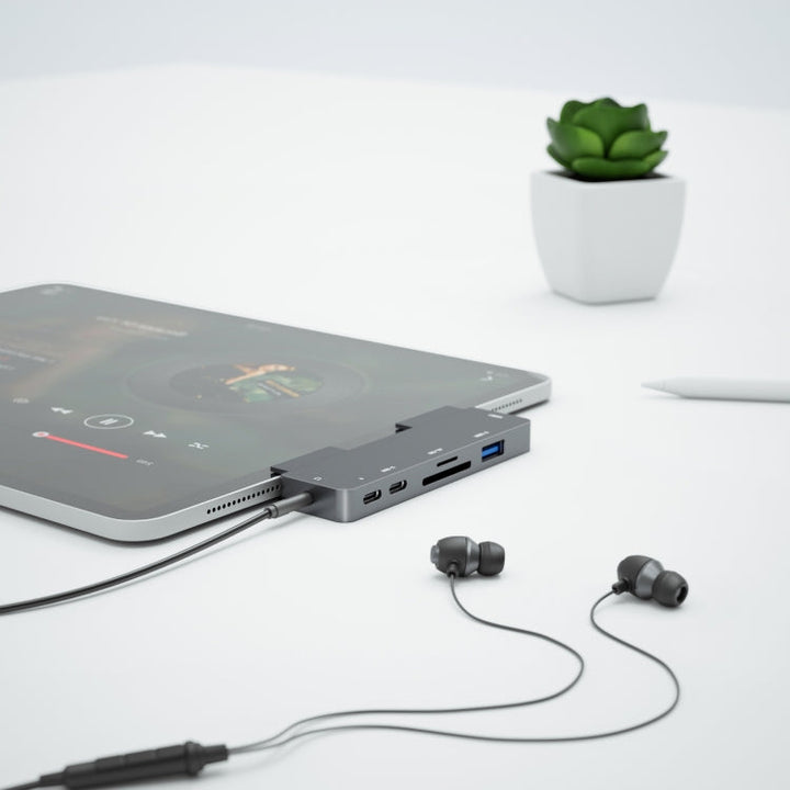 Skanto | For iPad Pro 7-i-1 HDMI 4K + 3.5 mm lyd + SD/TF + 1 USB 3.0 + USB-C/Type-C + PD USB-C dockingstasjon