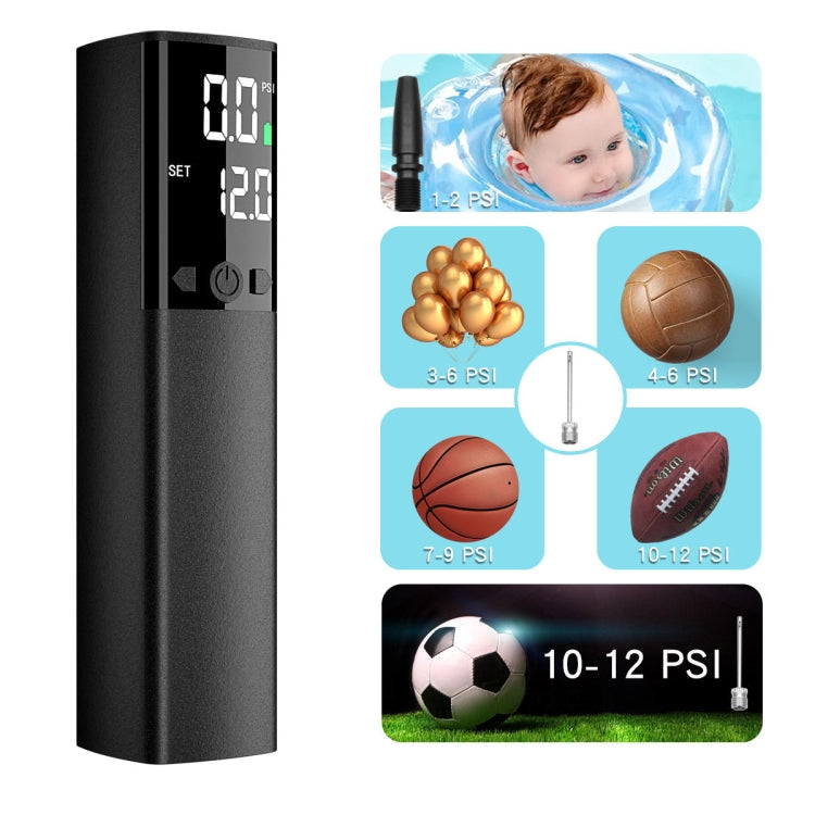 Skanto | AP-04 Trådløs Elektrisk Luftpumpe Med LCD Skjerm For Fotball Basketball (Svart)