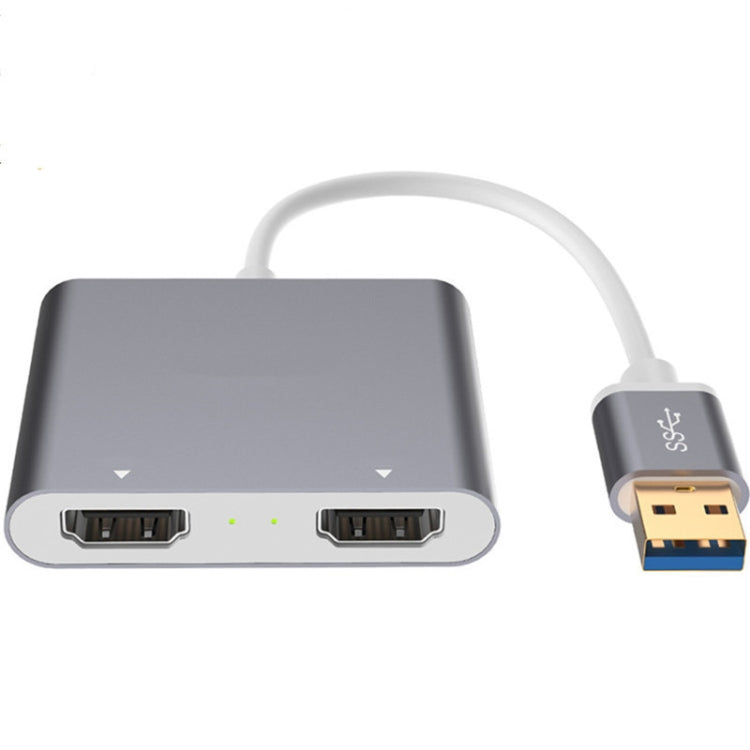 Skanto | USB 3.0 til Dual HDMI Høyoppløsningskonverter 4K USB Samme skjermforlengelse (Grå)
