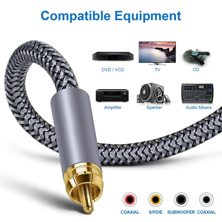 Skanto | 10m Ren Kobber RCA Koaksial HIFI Digital Lydkabel SPDIF Subwoofer Høyttalerkabel (Sølvgrå)