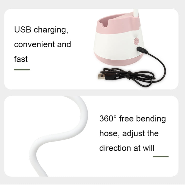 276A USB-ladende skrivebords pennholder vifte med telefonholderfunksjon, dormitory bærbar vifte (Rosa) | Skanto