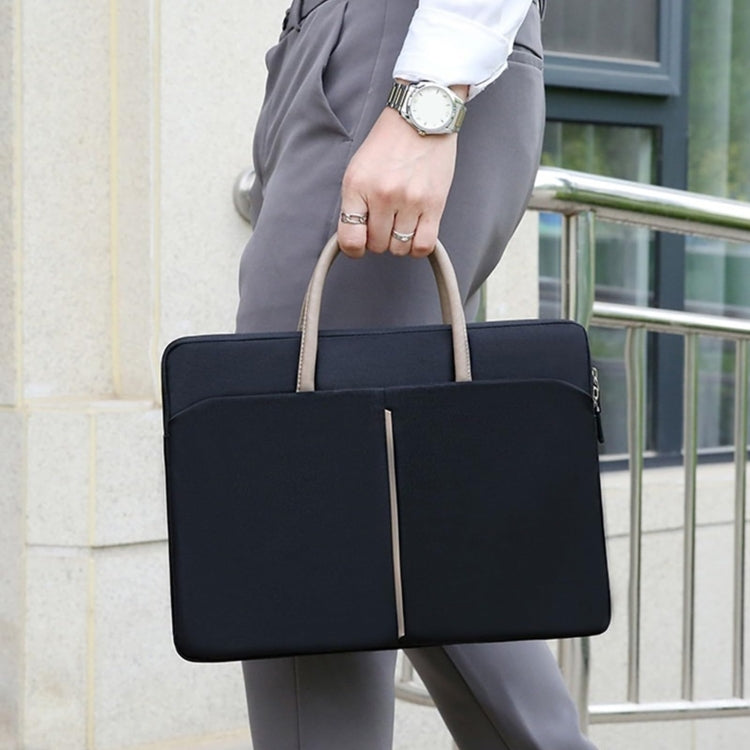 Skanto | 14 -14.6 Tommer Oxford Stoff Laptop Bag for Menn og Kvinner Dokumentveske med PU Håndtak (Grå Grønn)