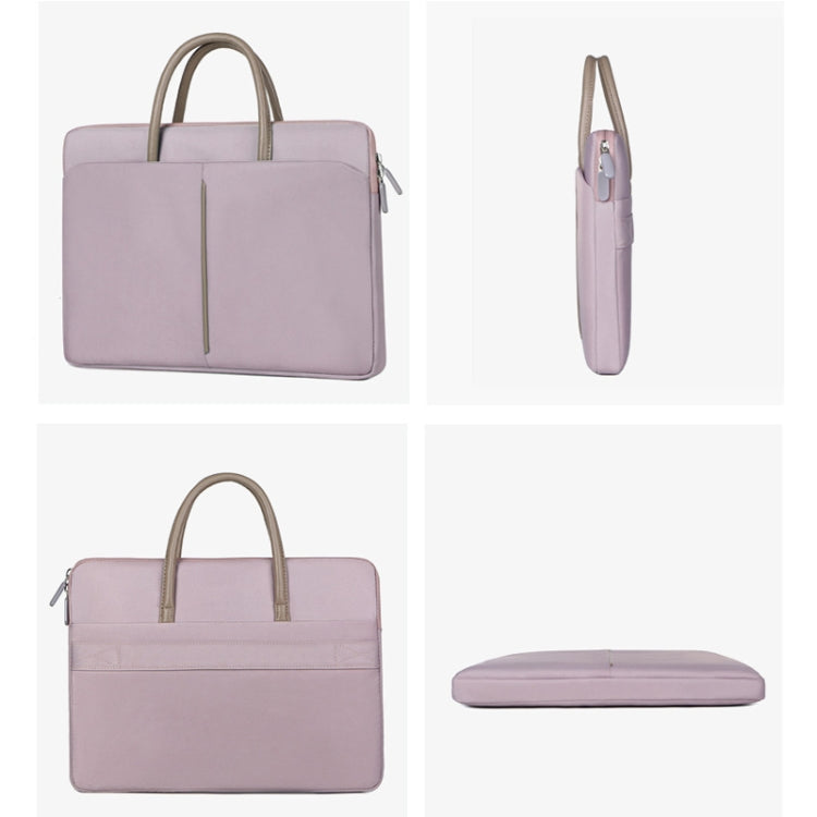 Skanto | 14 -14.6 Tommer Oxford Stoff Laptop Bag for Menn og Kvinner Dokumentveske med PU Håndtak (Grå Grønn)