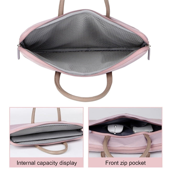 Skanto | 14 -14.6 Tommer Oxford Stoff Laptop Bag for Menn og Kvinner Dokumentveske med PU Håndtak (Grå Grønn)