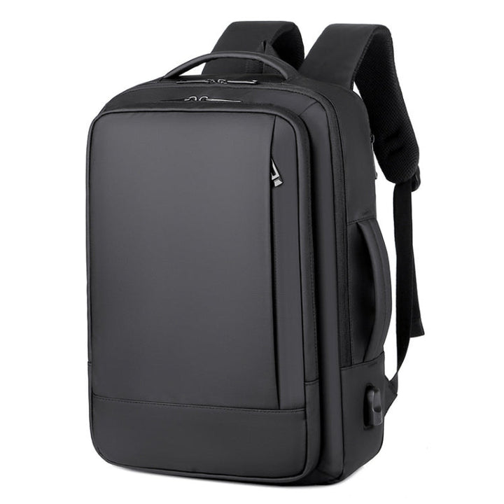 Skanto | Utvidbar vanntett laptopryggsekk for jobb med USB-port (Svart)