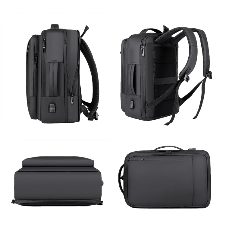 Erweiterbarer, wasserdichter Laptop-ryggsekk for Business med USB-anschluss (Schwarz)