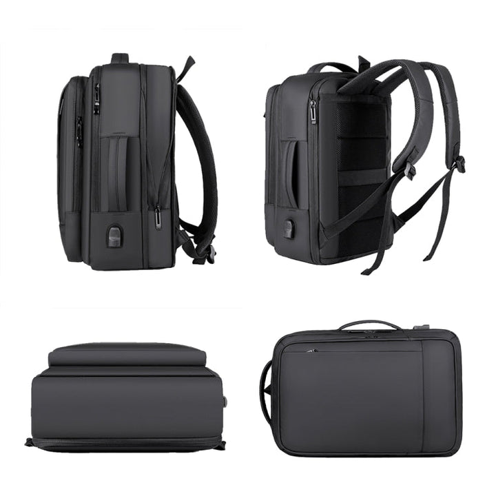 Erweiterbarer, wasserdichter Laptop-ryggsekk for Business med USB-anschluss (Schwarz)