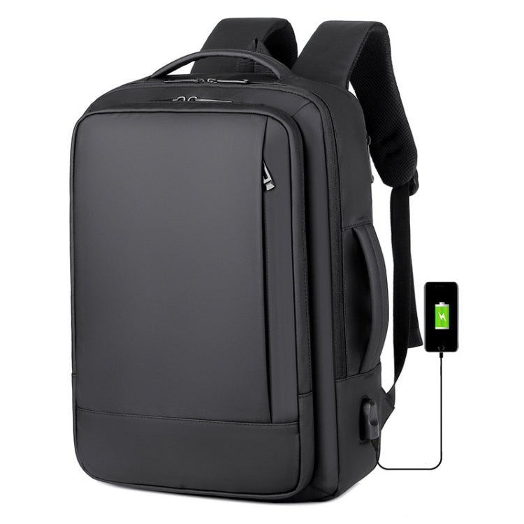 Erweiterbarer, wasserdichter Laptop-ryggsekk for Business med USB-anschluss (Schwarz)