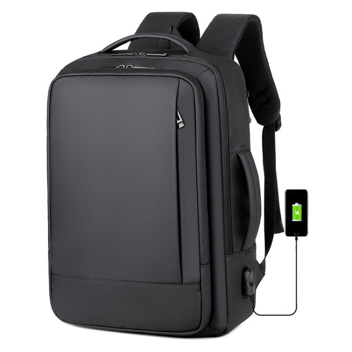Erweiterbarer, wasserdichter Laptop-ryggsekk for Business med USB-anschluss (Schwarz)