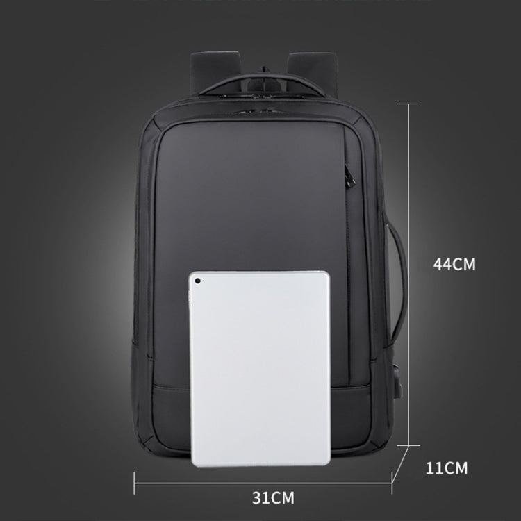 Skanto | Utvidbar vanntett laptopryggsekk for jobb med USB-port (Svart)