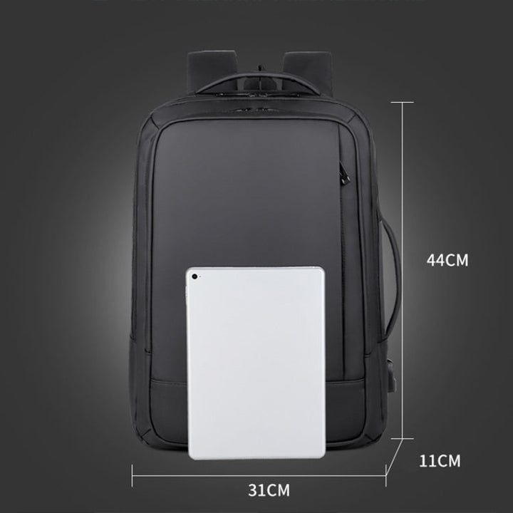 Erweiterbarer, wasserdichter Laptop-ryggsekk for Business med USB-anschluss (Schwarz)