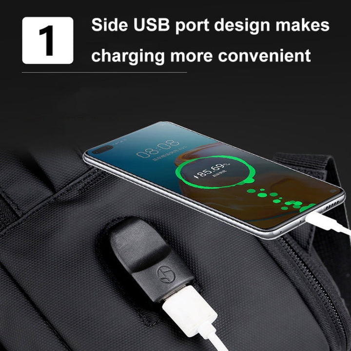 Erweiterbarer, wasserdichter Laptop-ryggsekk for Business med USB-anschluss (Schwarz)