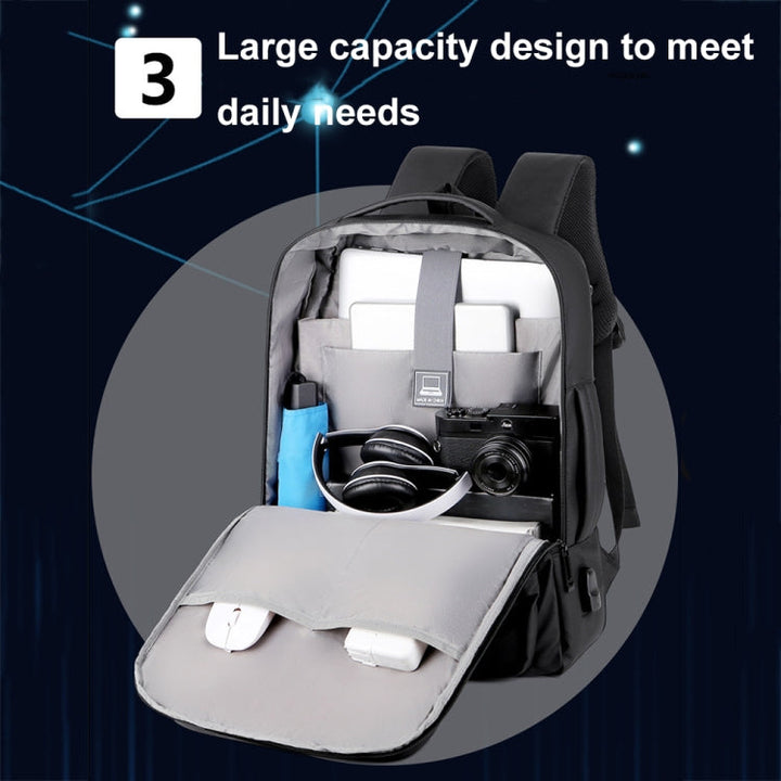 Erweiterbarer, wasserdichter Laptop-ryggsekk for Business med USB-anschluss (Schwarz)