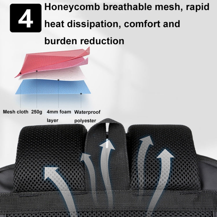 Erweiterbarer, wasserdichter Laptop-ryggsekk for Business med USB-anschluss (Schwarz)