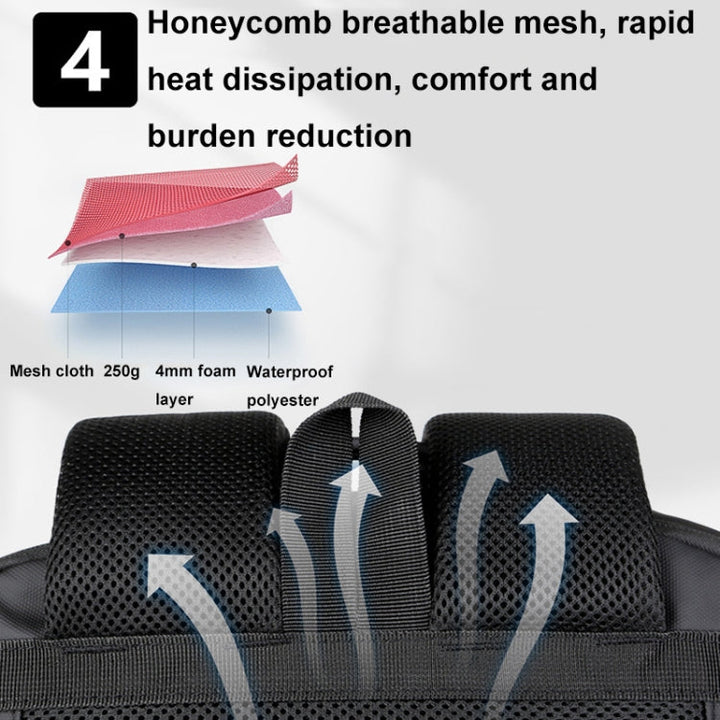 Erweiterbarer, wasserdichter Laptop-ryggsekk for Business med USB-anschluss (Schwarz)