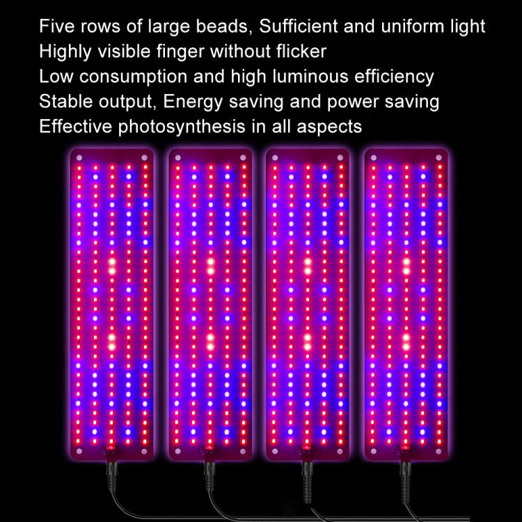 Skanto | 4 hoder 12V Full Spectrum Rød og Blå Lys Panel Plantevekstlampe Frøplante Fylllys (EU-plugg)