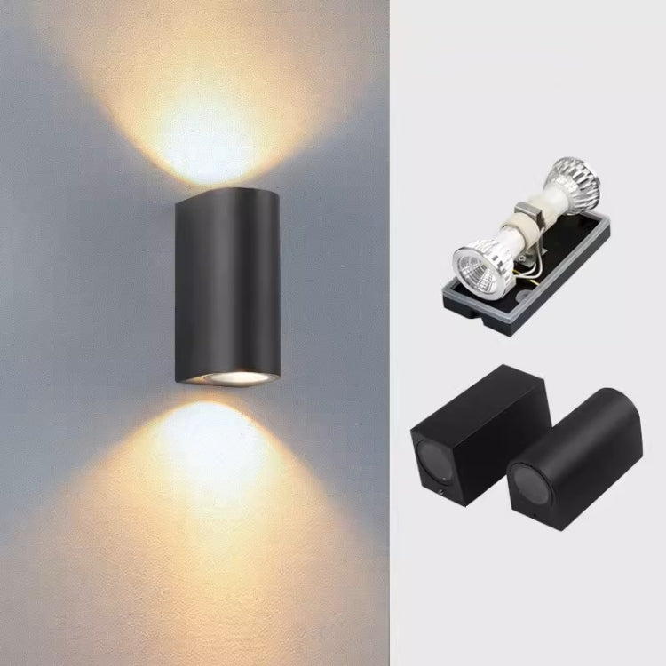 LED Utendørs Vegglamper Vanntett Utvendig Villa Dør Patio Lys Bakgrunns Glow Spotlights, Stil: 2-hode Rund Uten GU10 Lyspære (Varm Hvit)