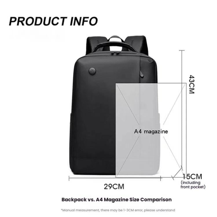 Norvo | WEPOEWR Herre 14-tommers laptopryggsekk Vanntett stor kapasitet forretningspendler ryggsekk (Svart)