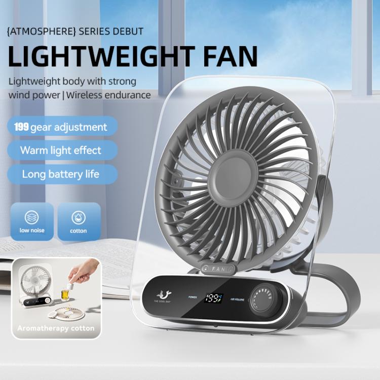 199-hast Desktop veggmontert vifte med håndtak & lys innebygd aromaterapi bomull (klar svart) | Skanto