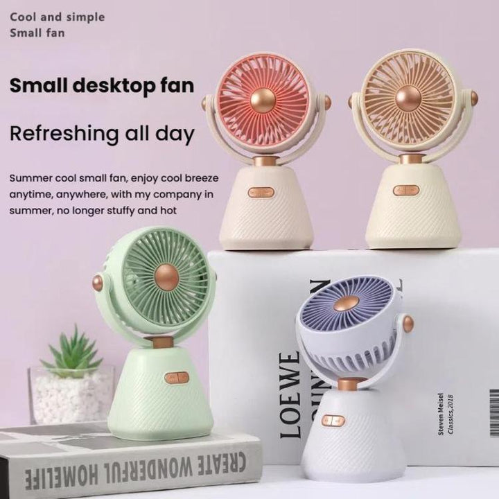 Desktop 100-speed Mini Student Bedroom Fan Portable USB Rechargeable Desktop Small Fan(Beige) | Skanto