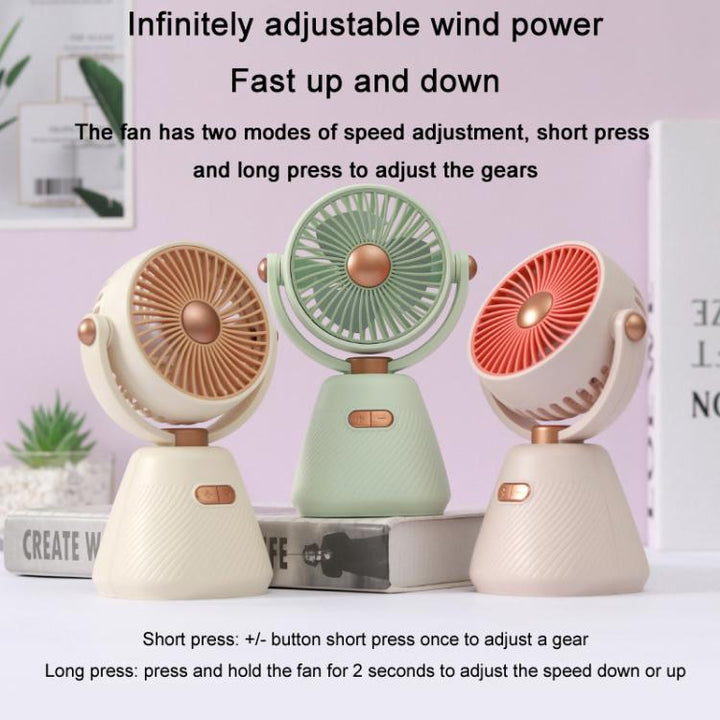 Desktop 100-speed Mini Student Bedroom Fan Portable USB Rechargeable Desktop Small Fan(Beige) | Skanto